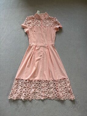 CBR Blush Pink Lace Midi Dress